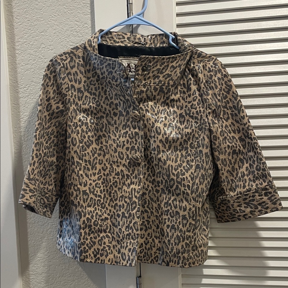 AMX Leopard Print Leather Jacket